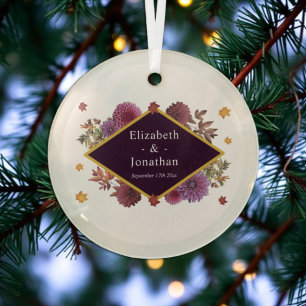 Romantische Herbstdahlia Hochzeit Ornament Aus Glas