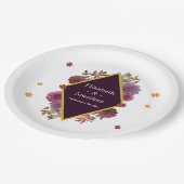 Romantische Herbstdahlia Hochzeit Pappteller (Schrägansicht)