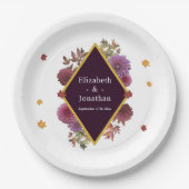 Romantische Herbstdahlia Hochzeit Pappteller (Vorderseite)