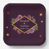 Romantische Herbstdahlia Hochzeit Pappteller (Vorderseite)