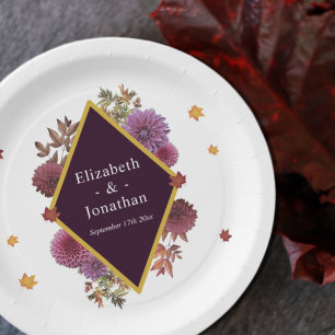 Romantische Herbstdahlia Hochzeit Pappteller