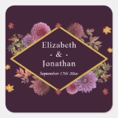 Romantische Herbstdahlia Hochzeit Quadratischer Aufkleber (Vorderseite)