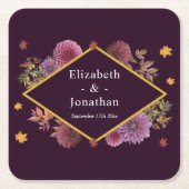 Romantische Herbstdahlia Hochzeit Rechteckiger Pappuntersetzer (Vorderseite)