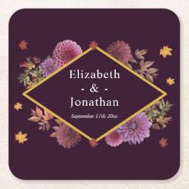 Romantische Herbstdahlia Hochzeit Rechteckiger Pappuntersetzer