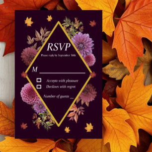 Romantische Herbstdahlia Hochzeit RSVP Karte
