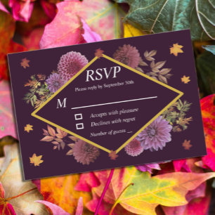 Romantische Herbstdahlia Hochzeit RSVP Karte