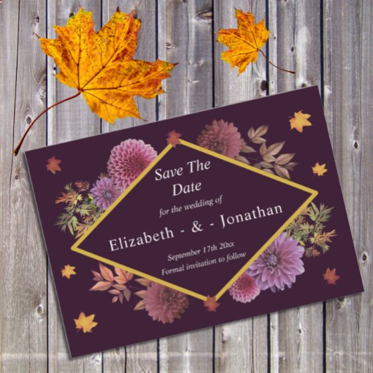Romantische Herbstdahlia Hochzeit Save The Date