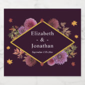 Romantische Herbstdahlia Hochzeit Schaumweinetikett (Einzelnes Label)