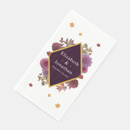 Romantische Herbstdahlia Hochzeit Serviette (Ecke)