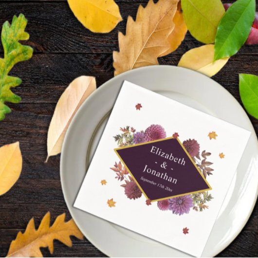 Romantische Herbstdahlia Hochzeit Serviette