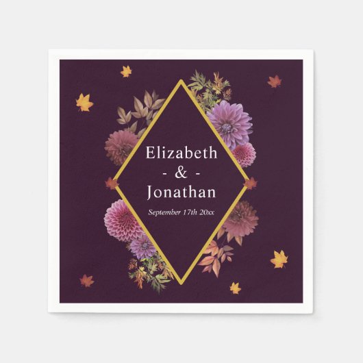 Romantische Herbstdahlia Hochzeit Serviette (Vorderseite)