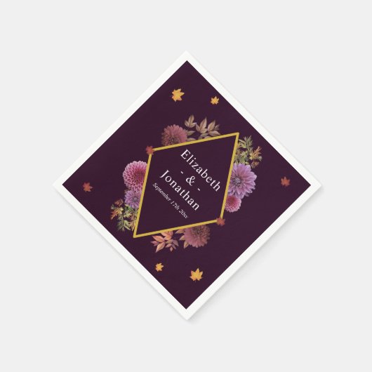 Romantische Herbstdahlia Hochzeit Serviette (Ecke)