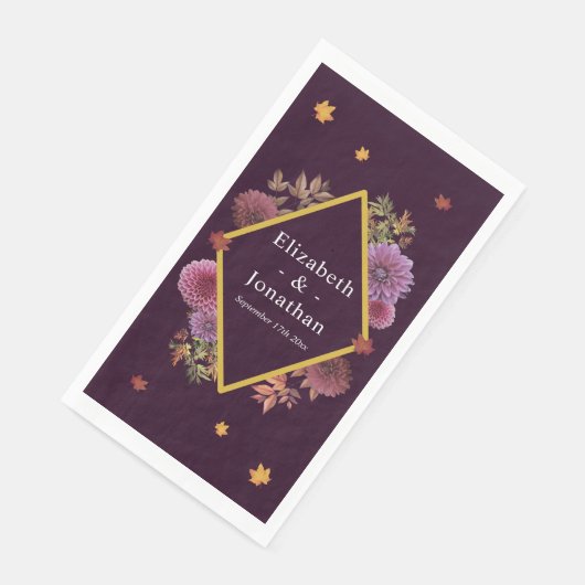 Romantische Herbstdahlia Hochzeit Serviette (Ecke)