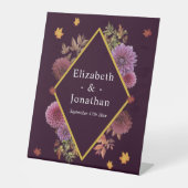 Romantische Herbstdahlia Hochzeit Sockelschild (Vorderseite)