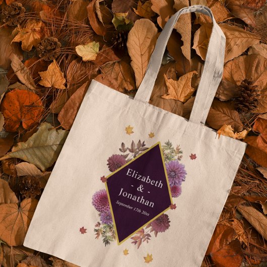 Romantische Herbstdahlia Hochzeit Tragetasche