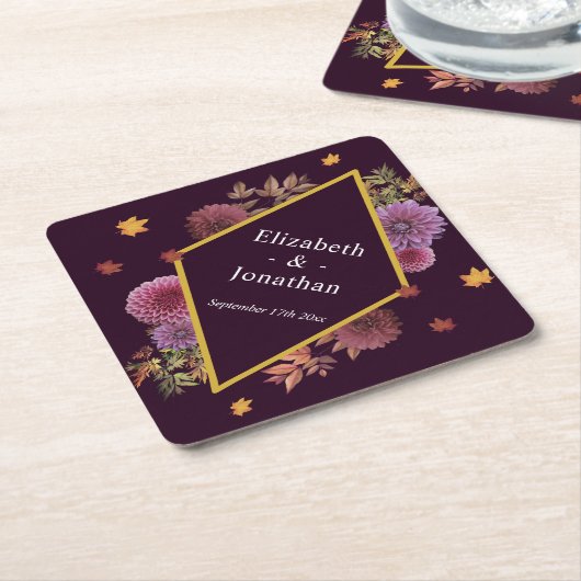 Romantische Herbstdahlia Hochzeit Untersetzer (angewinkelt)