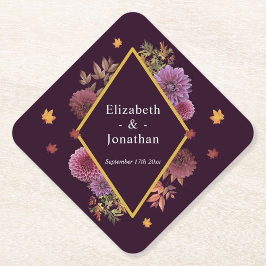 Romantische Herbstdahlia Hochzeit Untersetzer (Vorderseite)