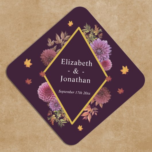 Romantische Herbstdahlia Hochzeit Untersetzer