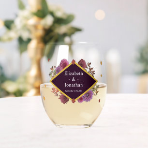 Romantische Herbstdahlia Hochzeit Weinglas Ohne Stiel