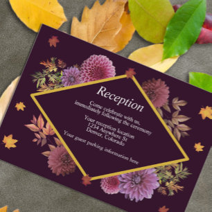 Romantische Herbstdahlia Hochzeitsempfehlung Begleitkarte