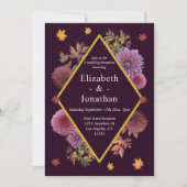 Romantische Herbstdahlia Hochzeitsempfehlung Einladung (Vorderseite)