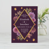 Romantische Herbstdahlia Hochzeitsempfehlung Einladung (Stehend Vorderseite)