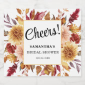 Romantische Herbstflora Brautparty Weinkarte Schaumweinetikett (Einzelnes Label)