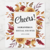 Romantische Herbstflora Brautparty Weinkarte Weinetikett (Einzelnes Label)