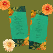Romantische Herbstflorale Hochzeitskarte & Program Programm