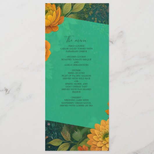 Romantische Herbstflorale Hochzeitskarte & Program Programm (Vorderseite)