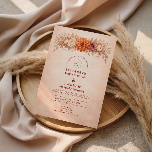 Romantische Herbstgartenhochzeit Einladung