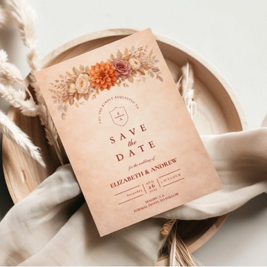 Romantische Herbstgartenhochzeit Save The Date