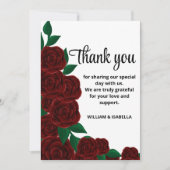 Romantische Herbsthochzeit im Freien herrliche Rot Dankeskarte (Vorderseite)