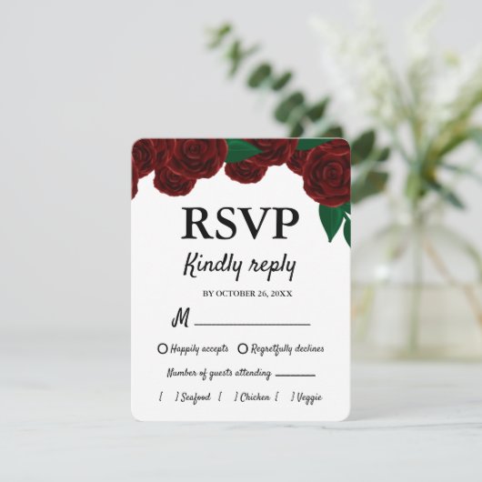 Romantische Herbsthochzeit im Freien schöne Rote R RSVP Karte (Stehend Vorderseite)