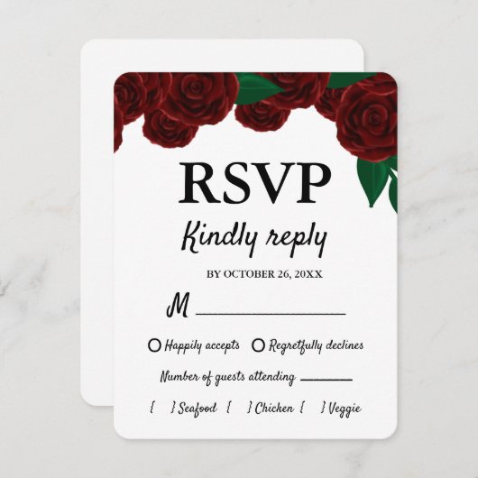 Romantische Herbsthochzeit im Freien schöne Rote R RSVP Karte (Vorne/Hinten)