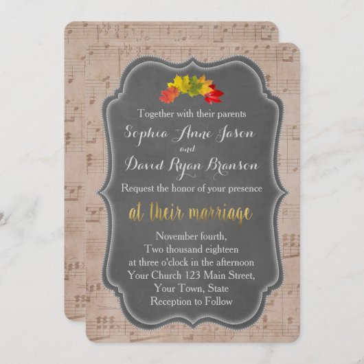 Romantische Herbstmusik - Einladung (Vorne/Hinten)