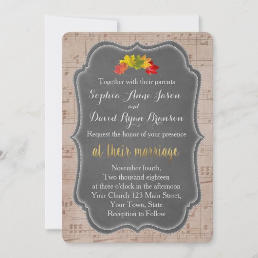 Romantische Herbstmusik - Einladung (Vorderseite)