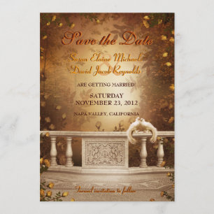Romantische Herbstverläufe und Rose Save the Date Einladung