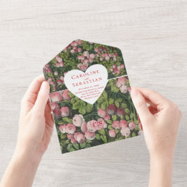 Romantische Herz Rose Garden Foto Hochzeit All In One Einladung