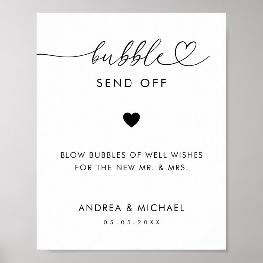 Romantische Herz-Script-Blase abschicken Hochzeits Poster (Vorne)