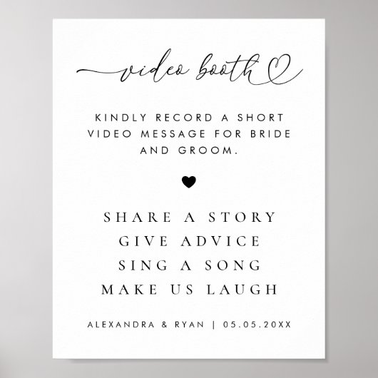 Romantische Herz-Script-Hochzeitsvideostatur Poster (Vorne)