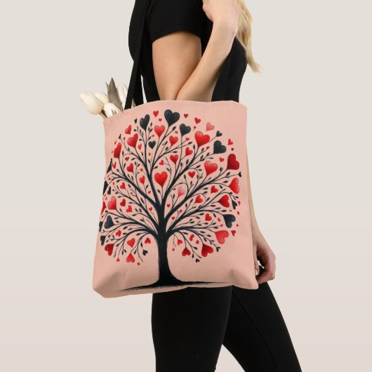 Romantische Herzbaum-Wasserfarben-Illustration Tasche (Von Nahem)