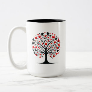 Romantische Herzbaum-Wasserfarben-Illustration Zweifarbige Tasse
