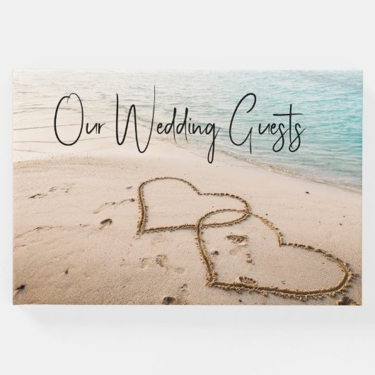 Romantische Herzen am Sandstrand Gästebuch (Vorderseite)