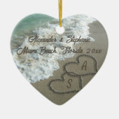 Romantische Herzen am Strand Weihnachtsschmuck (Vorne)
