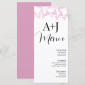 Romantische Herzen Floating Script Rosa Menü Menükarte (Vorne/Hinten)