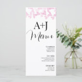 Romantische Herzen Floating Script Rosa Menü Menükarte (Stehend Vorderseite)