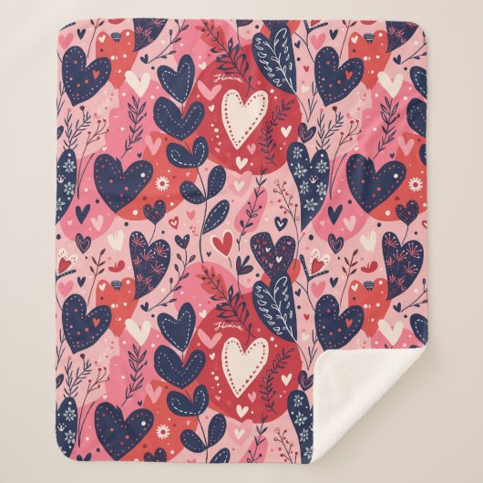 Romantische Herzen gemütlich hinauf zum Valentinst Sherpadecke (Vorderseite)