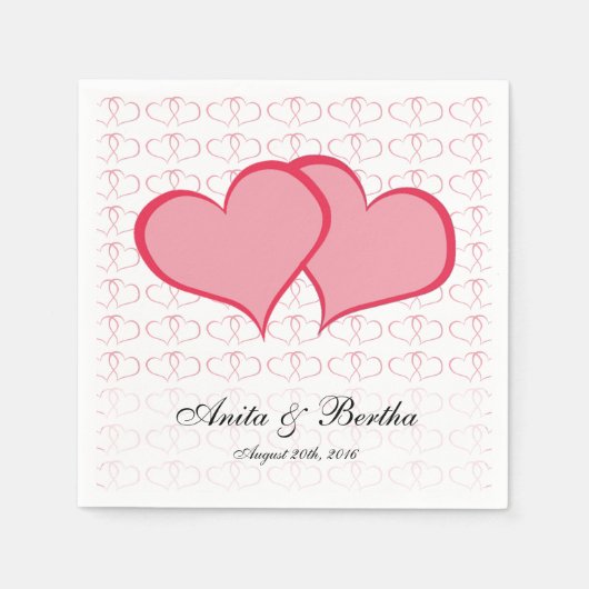 Romantische Herzen Grafik sie rosa Serviette (Vorderseite)