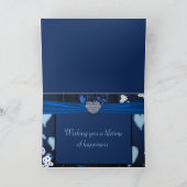 Romantische Herzen im blauen BlumenGlückwunsch Karte (Innenseite)